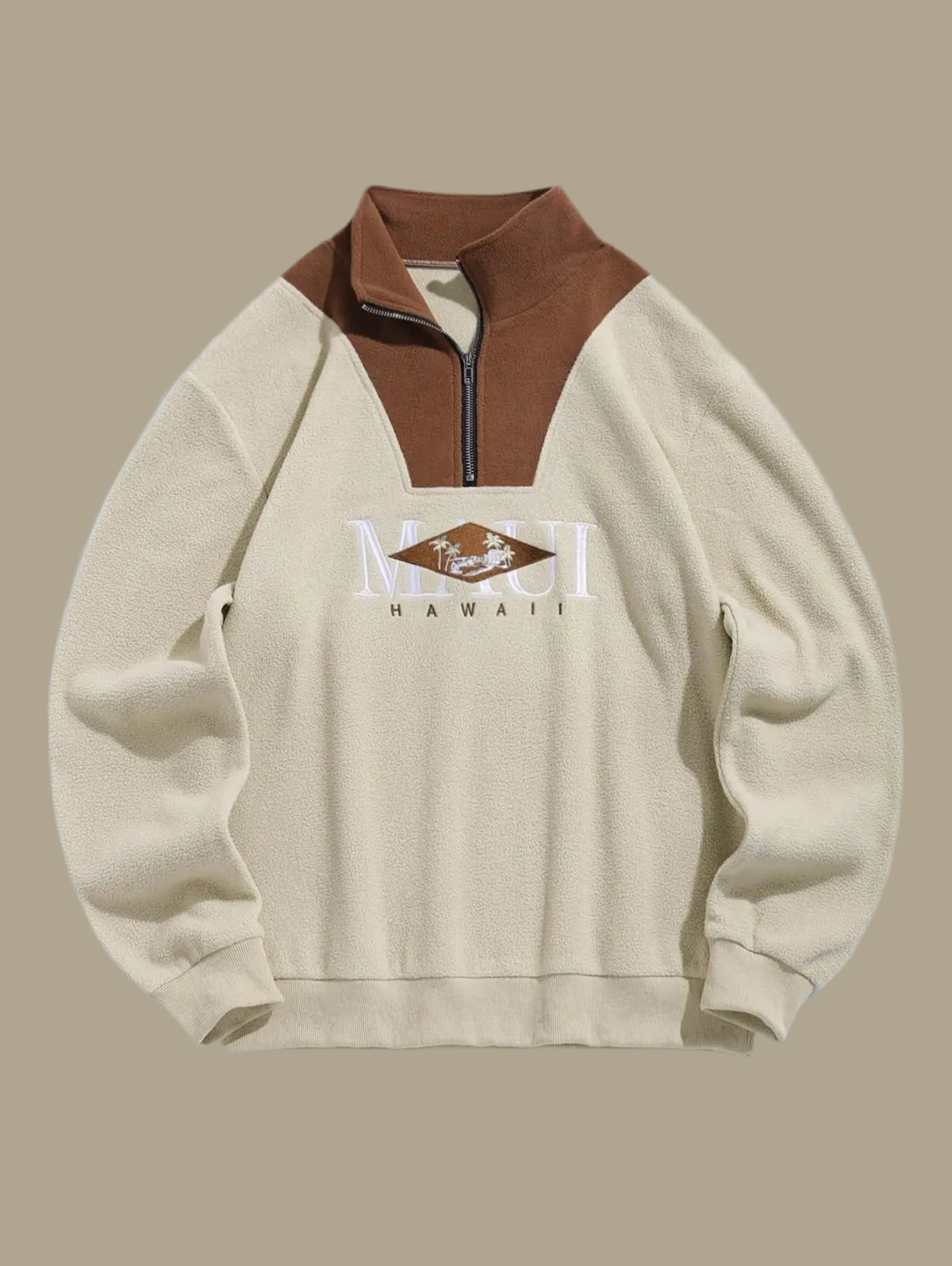Men's Colorblock Letter Embroidered Quarter Zip
