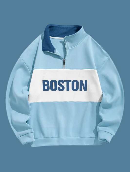 Men's Colorblock fleece-lined Boston Quarter zip